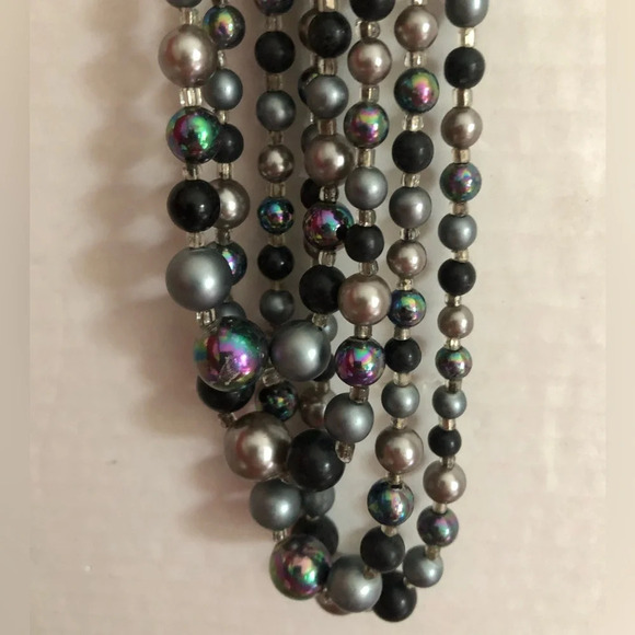 Faux Black Pearl Multi-strand Necklace - Picture 4 of 7